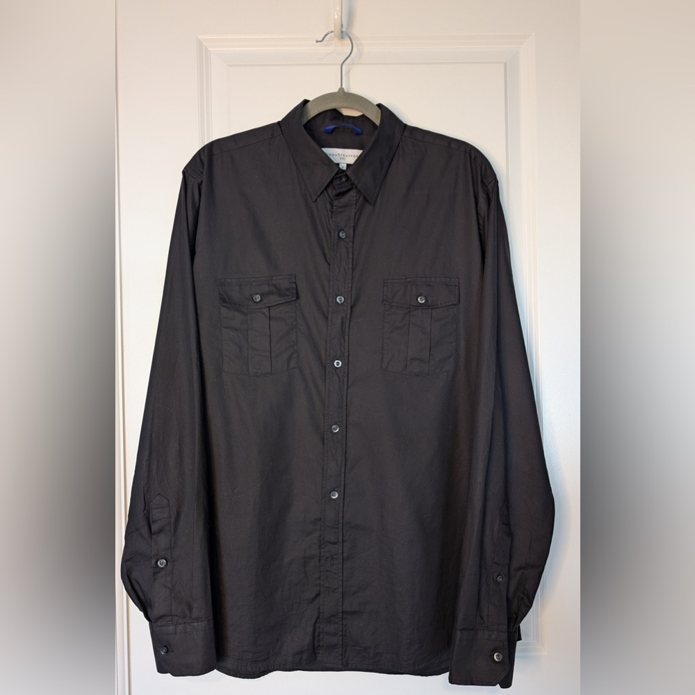 Teddy Stratford Men’s The NYTD Two-Pocket Twill Zip Shirt Black Size 4/Large